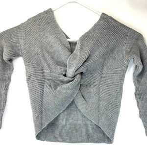 Vista Womens Criss Cross Back Knit Sweater Gray